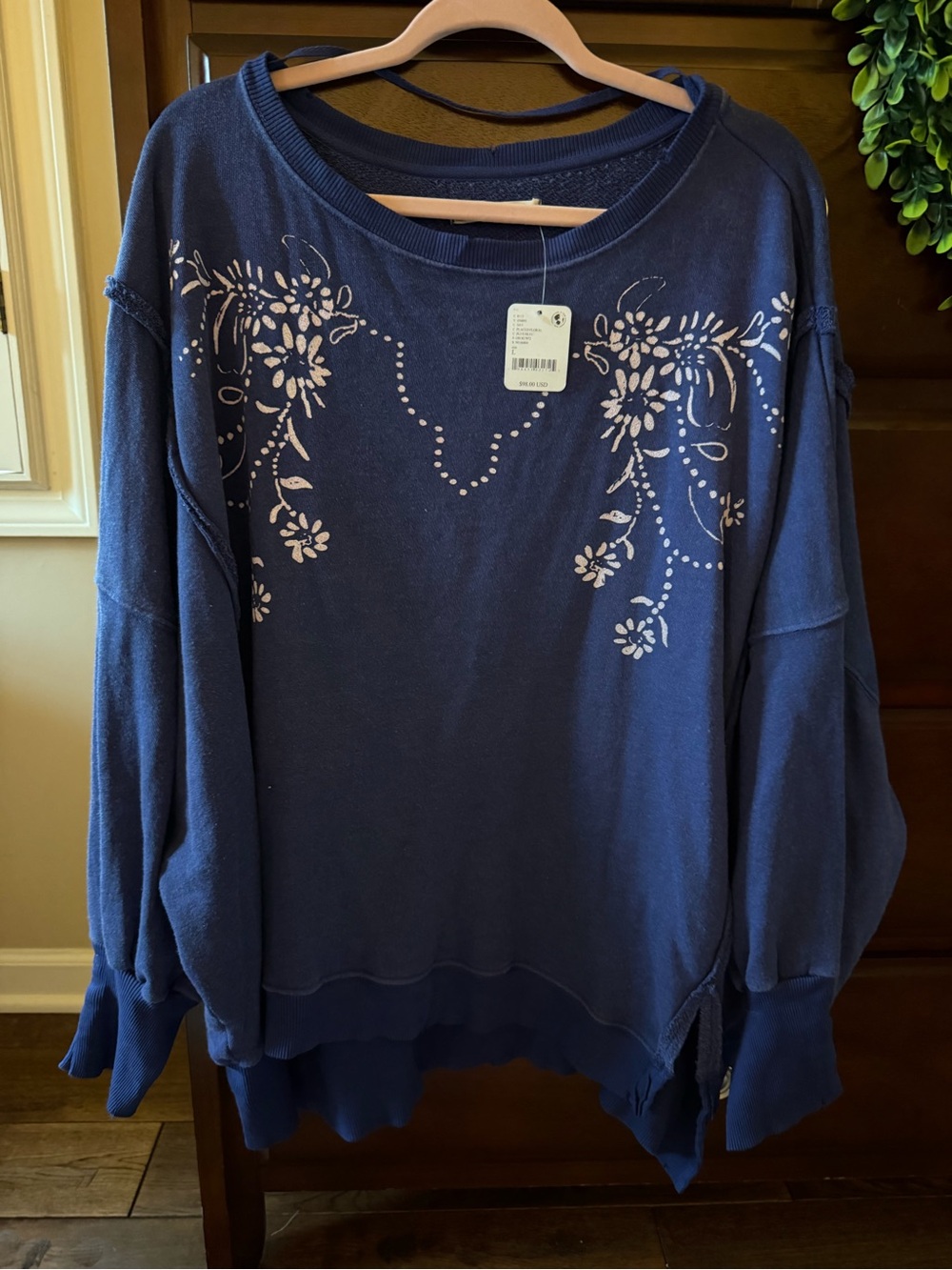 We The Free Navy Pullover with Floral Detail